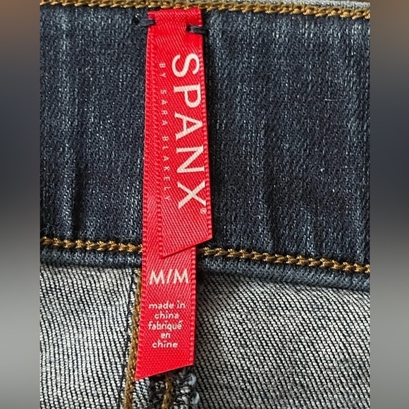 SPANX Distressed Ankle Skinny Jeans, Medium Wash pull on medium - Picture 12 of 16